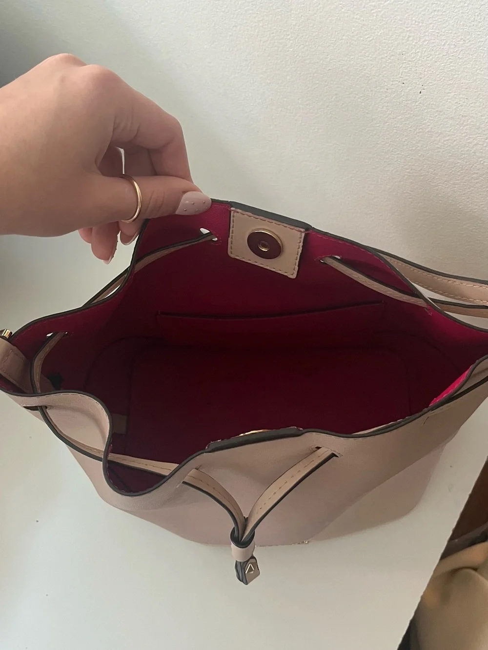 Michael Kors Blush Pink Drawstring Saffiano Bucket Tote